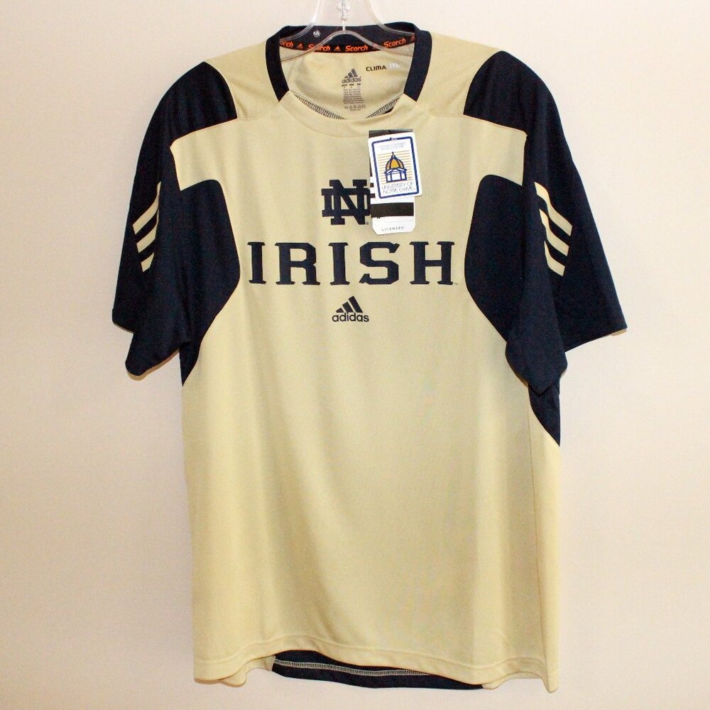 3/$55❤️Notre Dame Fighting Irish NCAA Adidas S/S crew neck jersey navy gold
